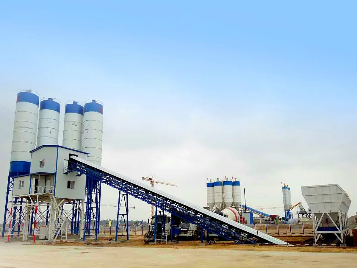 HZS120 stationary concrete batching plant