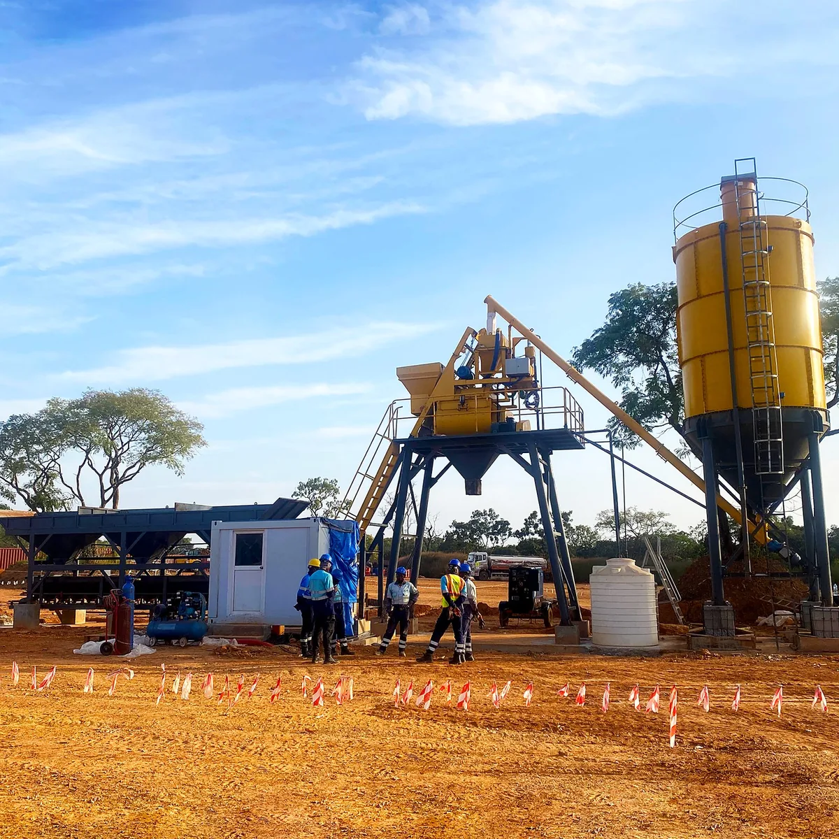 HZS25 batching plant installed on site