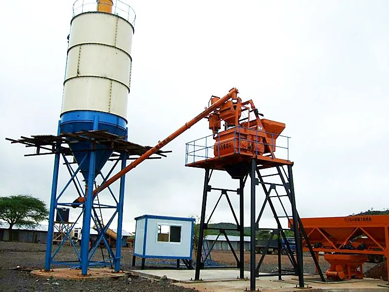 HZS25 batching plant with cement silo