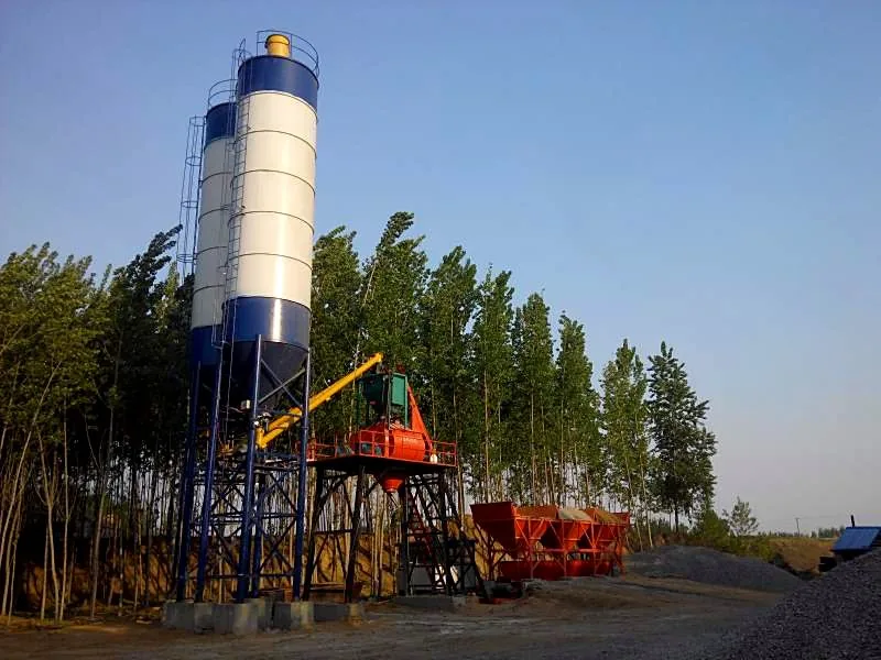 HZS50 batching plant with cement silo