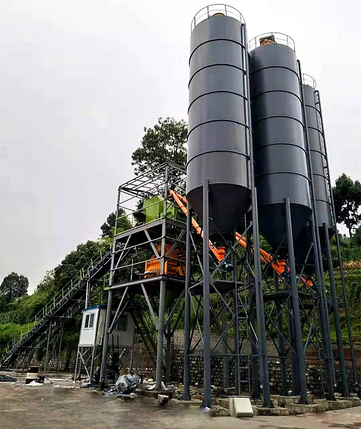 HZS90 plant with four cement silos